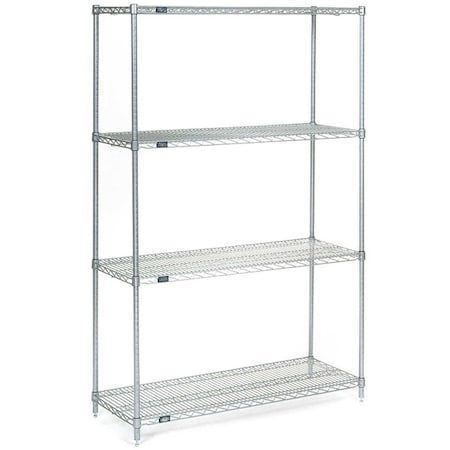 4 Tier Wire Shelving Starter Unit, Stainless Steel, 36W X 30D X 63H